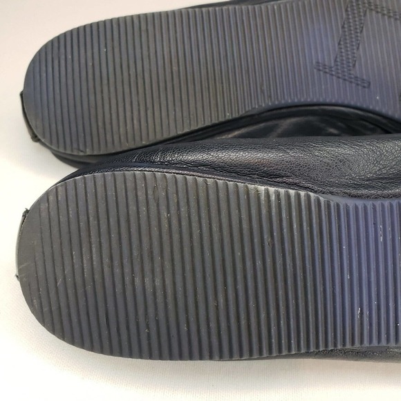 Carolina Herrera Ballet Flats Shoes Blue Leather Womens Size 8 Black Cap Toe